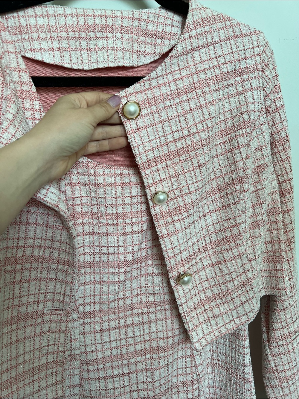 Glinda Core Pink Tweed Dress & Jacket Set | Coquette Princess Aesthetic L - Picture 4 of 6